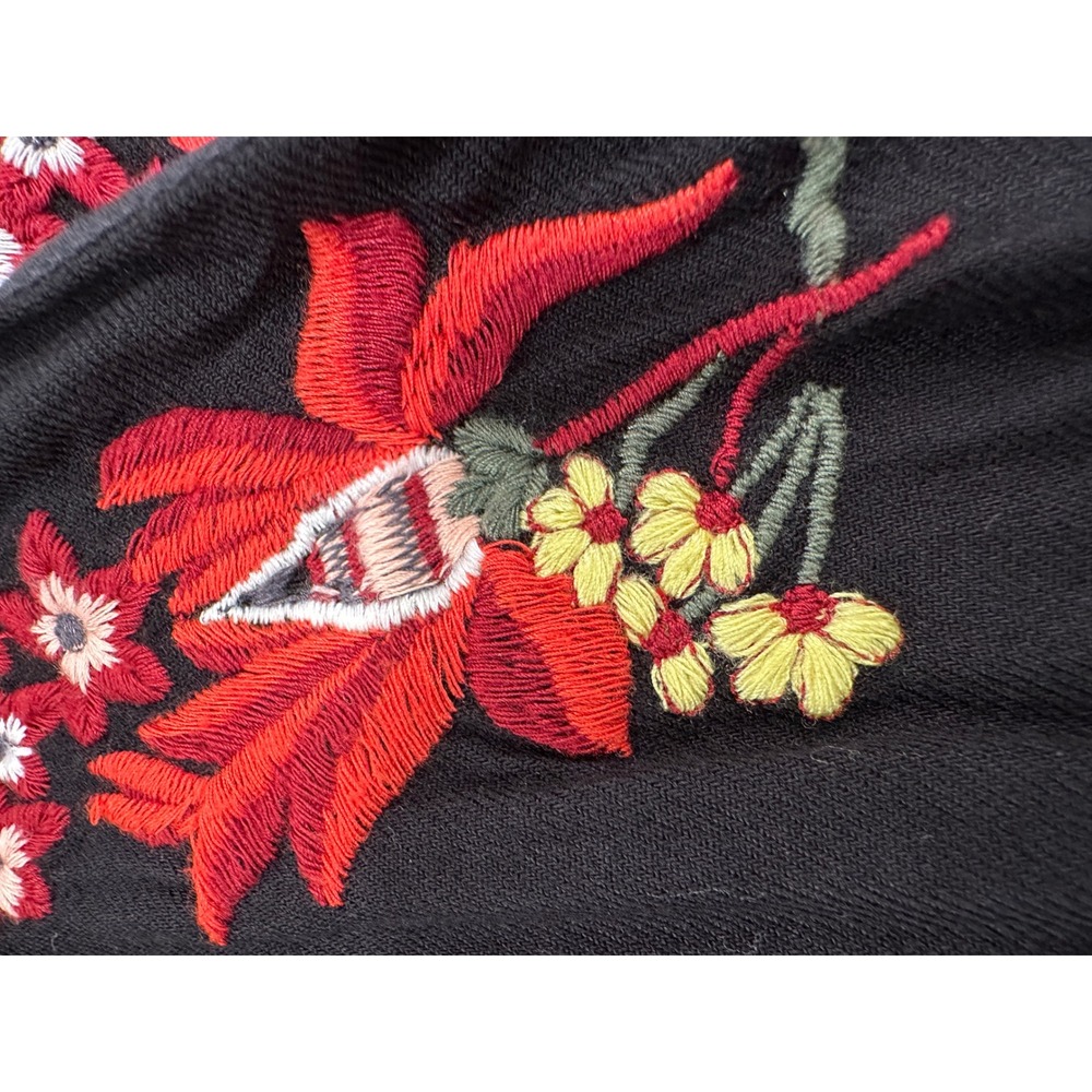Farm Rio Embroidered Wide‎ Leg Floral Jumpsuit Small Black Floral Anthropologie - Picture 12 of 16